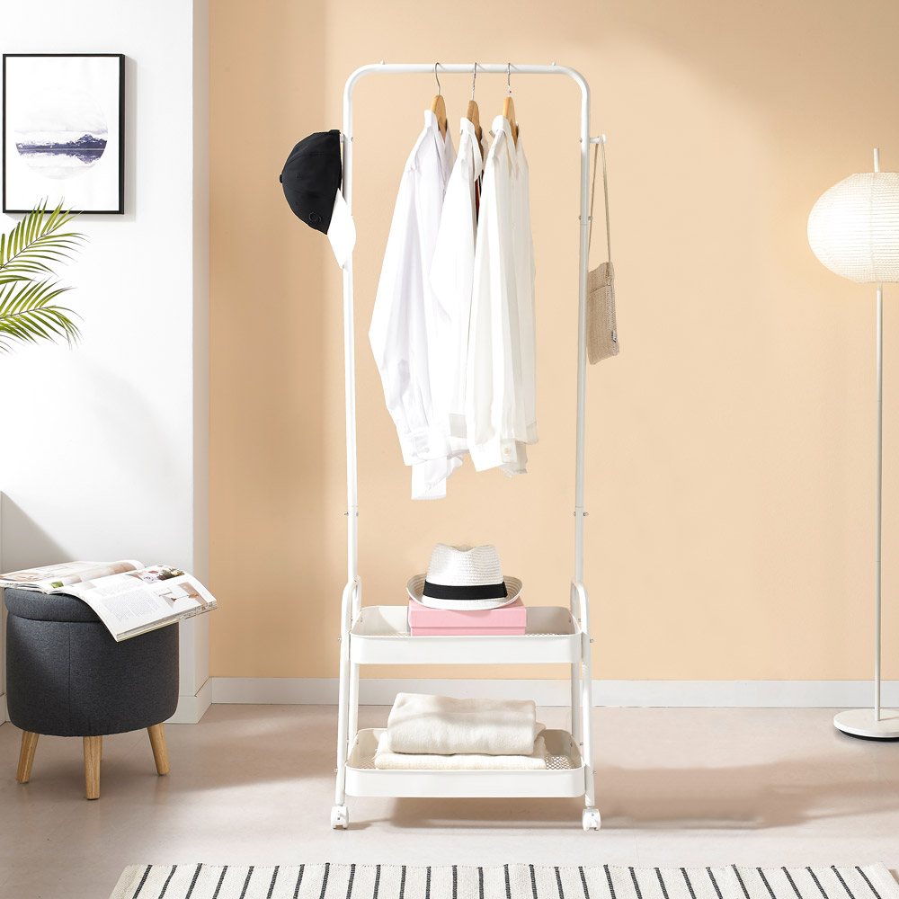 이동식 트롤리 행거 2단 스탠드 옷걸이 철제 행거 400