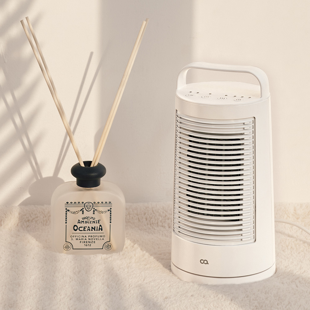 오아 라운드 미니 전기 온풍기 PTC 발 히터 난로 가정용 캠핑용 사무실 난방기 열풍기