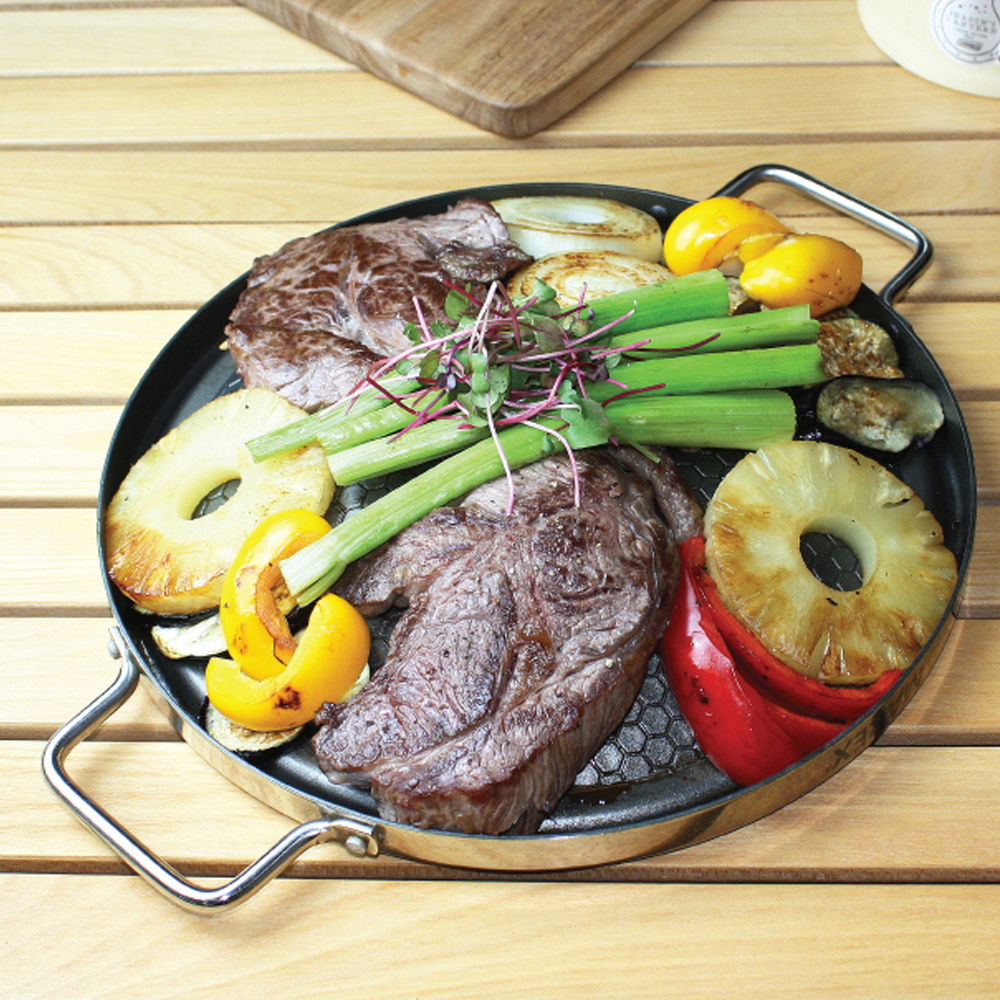 마렉스 양면 꾸이뽀글 그리들 30cm 304스텐 전골 삼겹살구이팬 양면팬