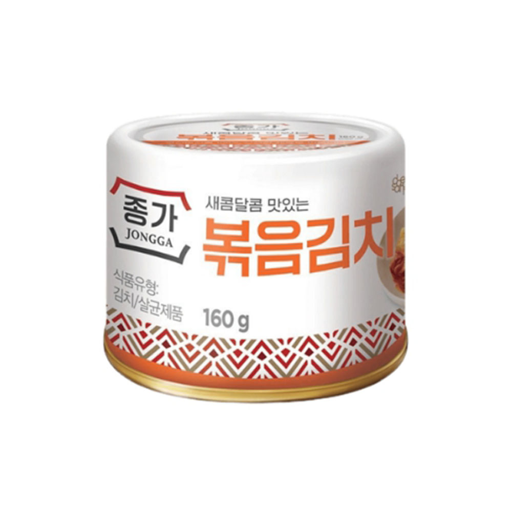 청정원 종가집 고소한맛 볶음김치 160g 1개 해외여행용 캠핑용 소포장 소분 캔 국산재료 - 상품 이미지
