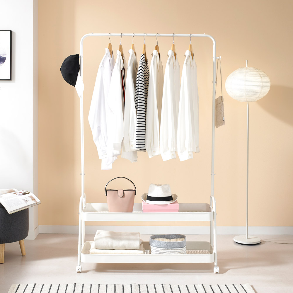 이동식 트롤리 행거 2단 스탠드 옷걸이 철제 행거 400