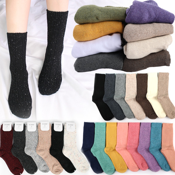 겨울양말 따뜻한 장목 골지 긴목 여성 무지 학생 울니트 기모 쿠션 롱삭스 두꺼운 무압박