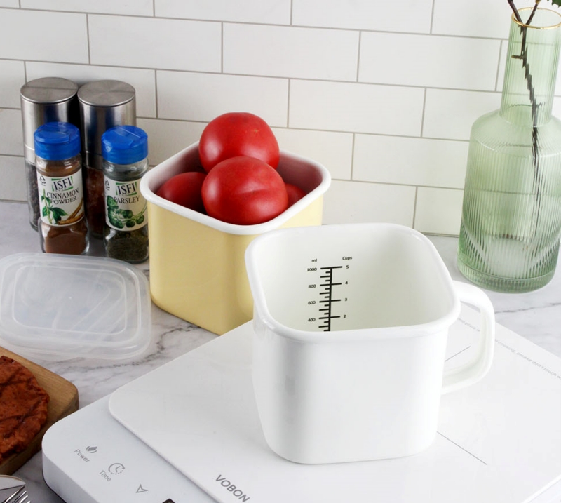 인덕션 사각 법랑냄비 라면 이유식 미니 냄비 멀티팟 캐니스터 보관용기 1.45L