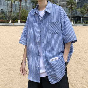 키 옷 정보 나혼자 산다 나혼산 남성용 셔츠 스트라이프 오버핏 남친룩 0... 착용 후기 | 사이즈/핏 총정리 - 상품 이미지 1
