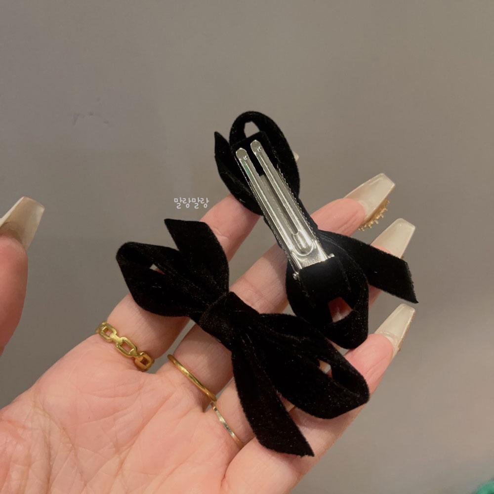 벨벳리본핀 옆머리집게핀 양갈래 이쁜 헤어핀 - 상세 이미지 5