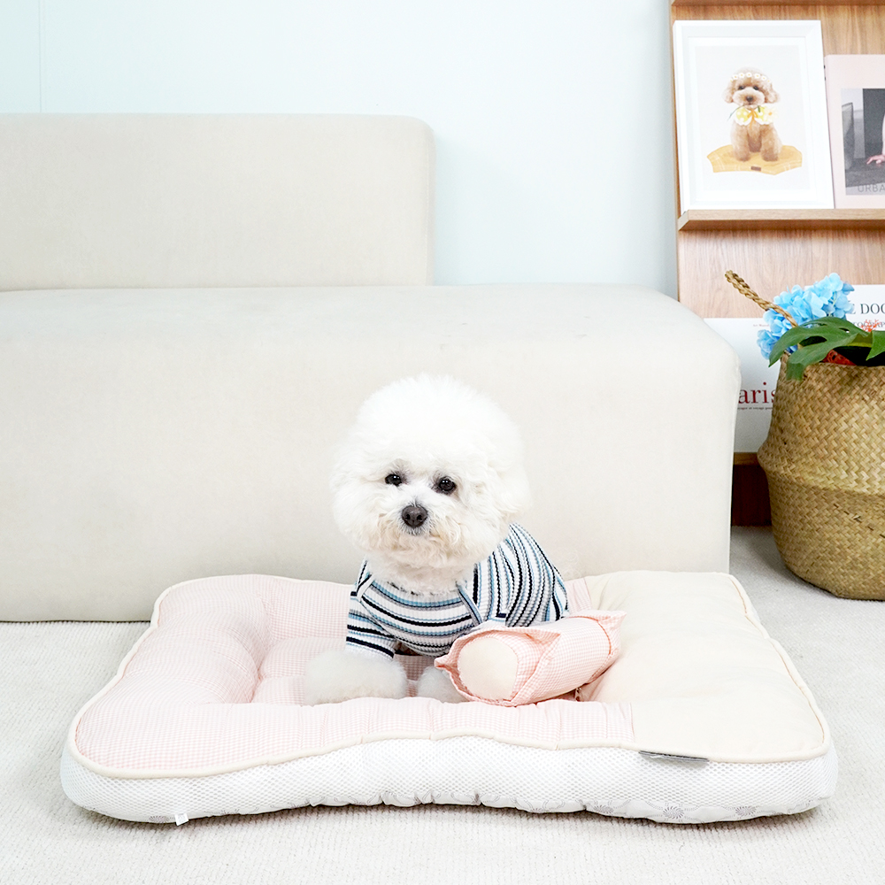 개과천선 루나 강아지 침대 쿠션 애견 방석 베개 극세사 꿀잠 고양이 사계절 핑크 대형 - 상품 이미지