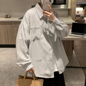 나혼산 키 옷 정보 나혼자 산다 남성용 셔츠 스트라이프 오버핏 남친룩 0... 착용 후기 | 사이즈/핏 총정리 - 상품 이미지 3
