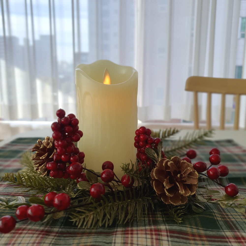 레이스 자수 테이블매트 크리스마스 체크 테이블보 디퓨저 소품 캔들 받침대