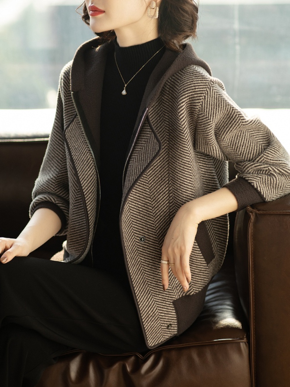 중년여성자켓 엄마 의류 브라운 50대 60대 이미지 2