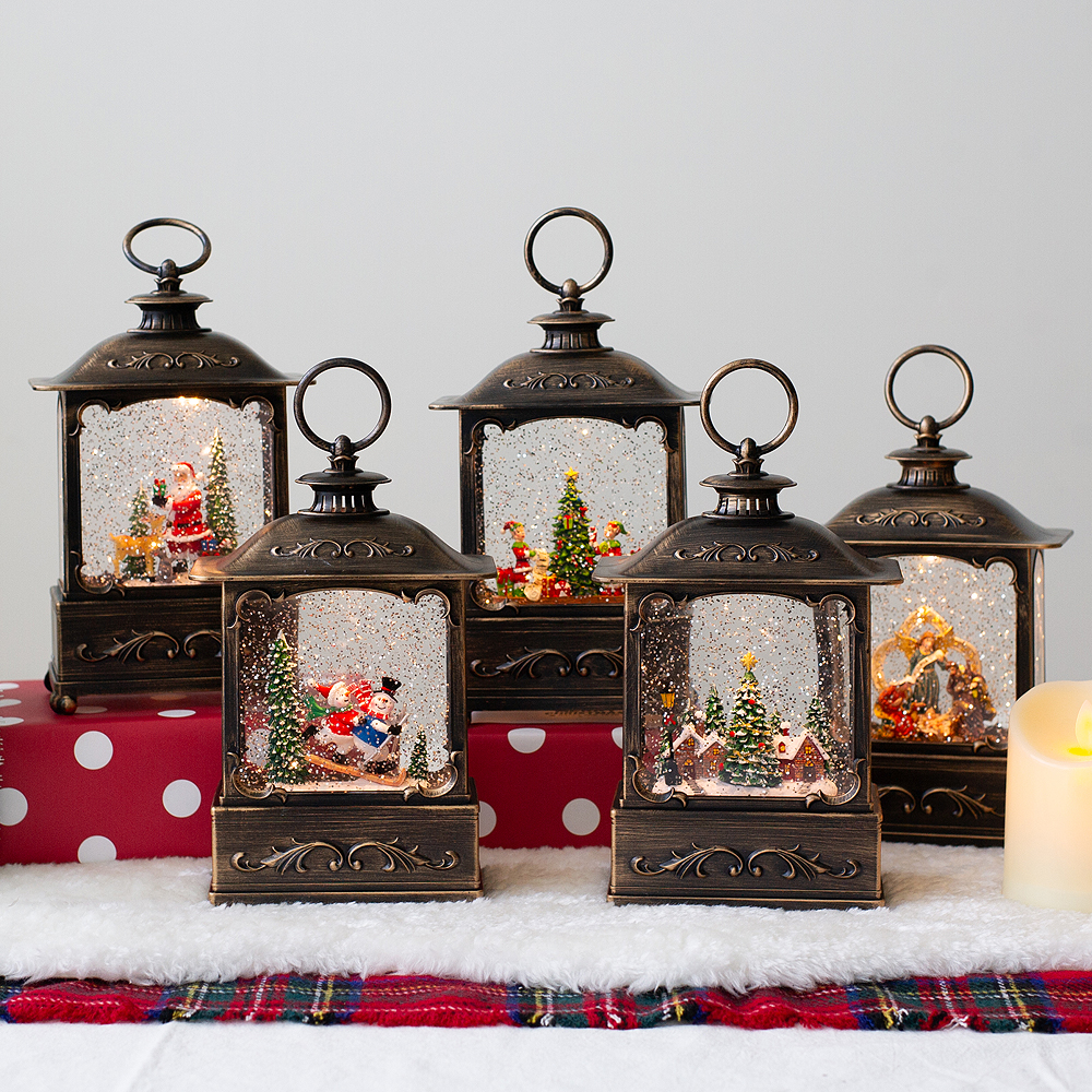 트래블앤쿡 크리스마스워터볼 직사각 랜턴 오르골 스노우볼