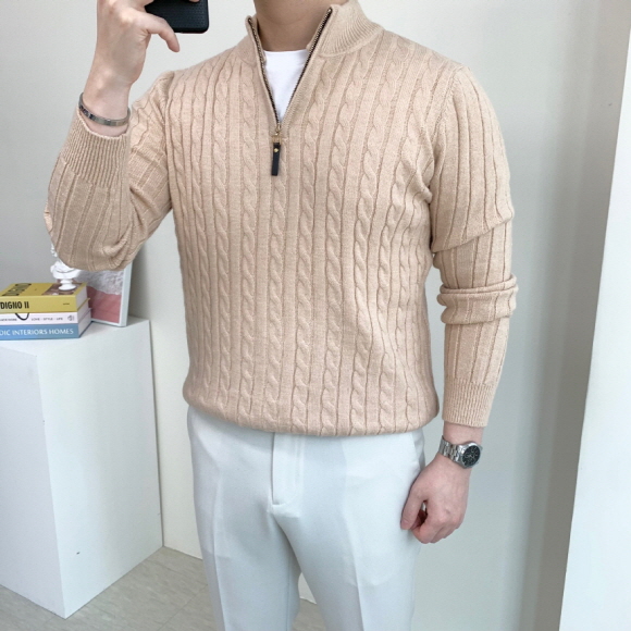 1+1 남자반집업니트 가을 겨울 하프 집업 니트 이미지 3