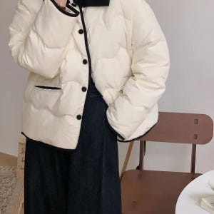 코드 카라 배색 코듀로이 물결 경량 퀼팅 웰론 누빔 패딩 점퍼 자켓 착용 후기 | 사이즈/핏 총정리 - 상품 이미지 2
