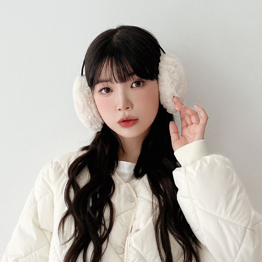 뽀송 밍크 퍼 머리띠 겨울 방한 귀마개 사이즈조절가능 털 귀덮개 - 상세 이미지 2