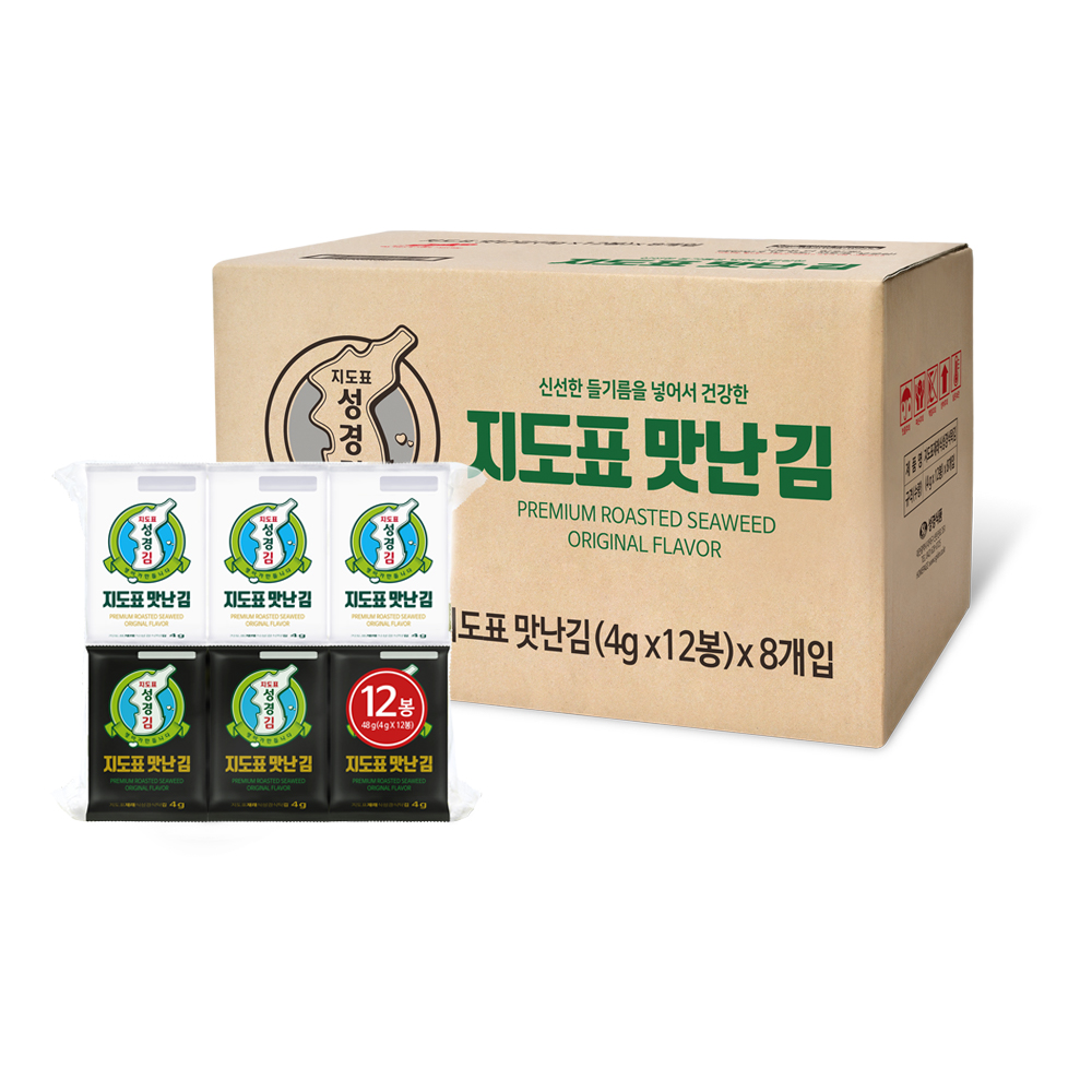 [성경김본사] 대용량 지도표 맛난김 4gx12봉x8개 (총96봉) - 도시락김