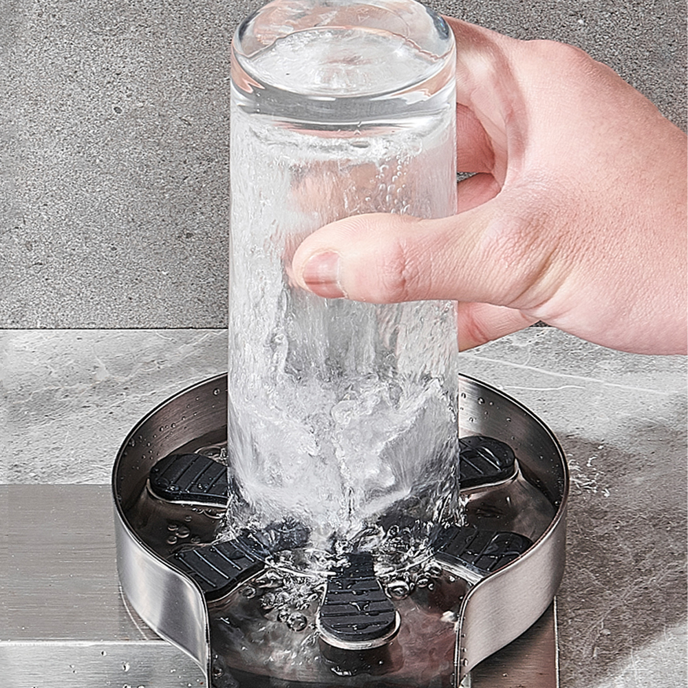 칼딘 텀블러 컵 세척기 고압 분사 논슬립 원형 피쳐린서 ABS 실버