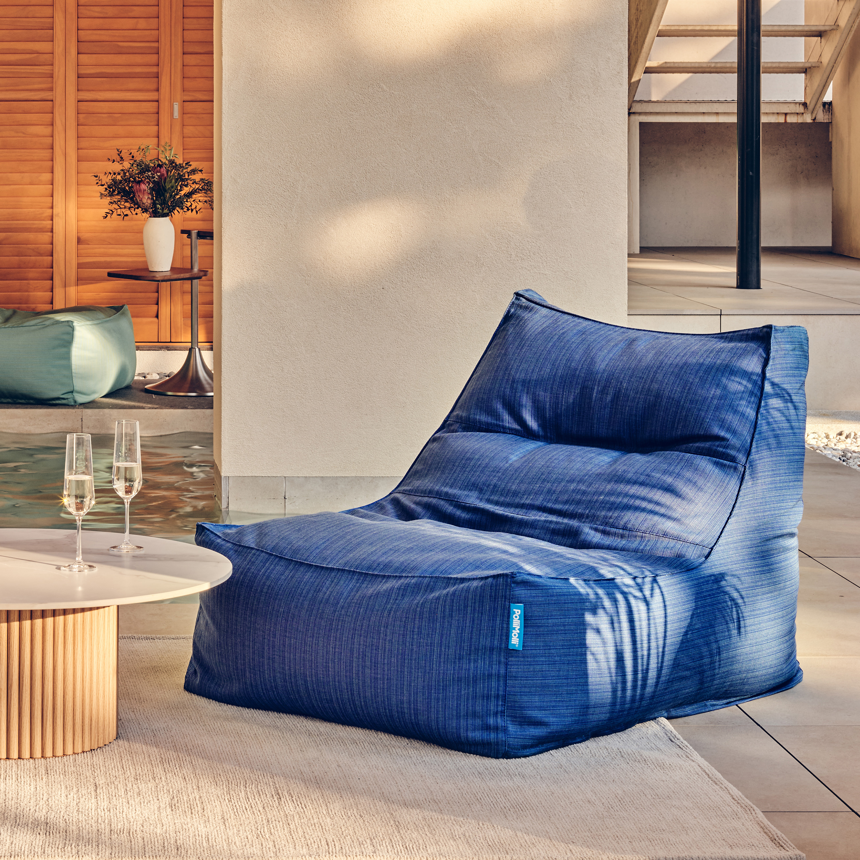 폴리몰리 빈백소파 1인용 대형 607R 실내외 겸용 좌식 쇼파 쿠션, 산토리니 블루 (메시속커버, 선택안함)