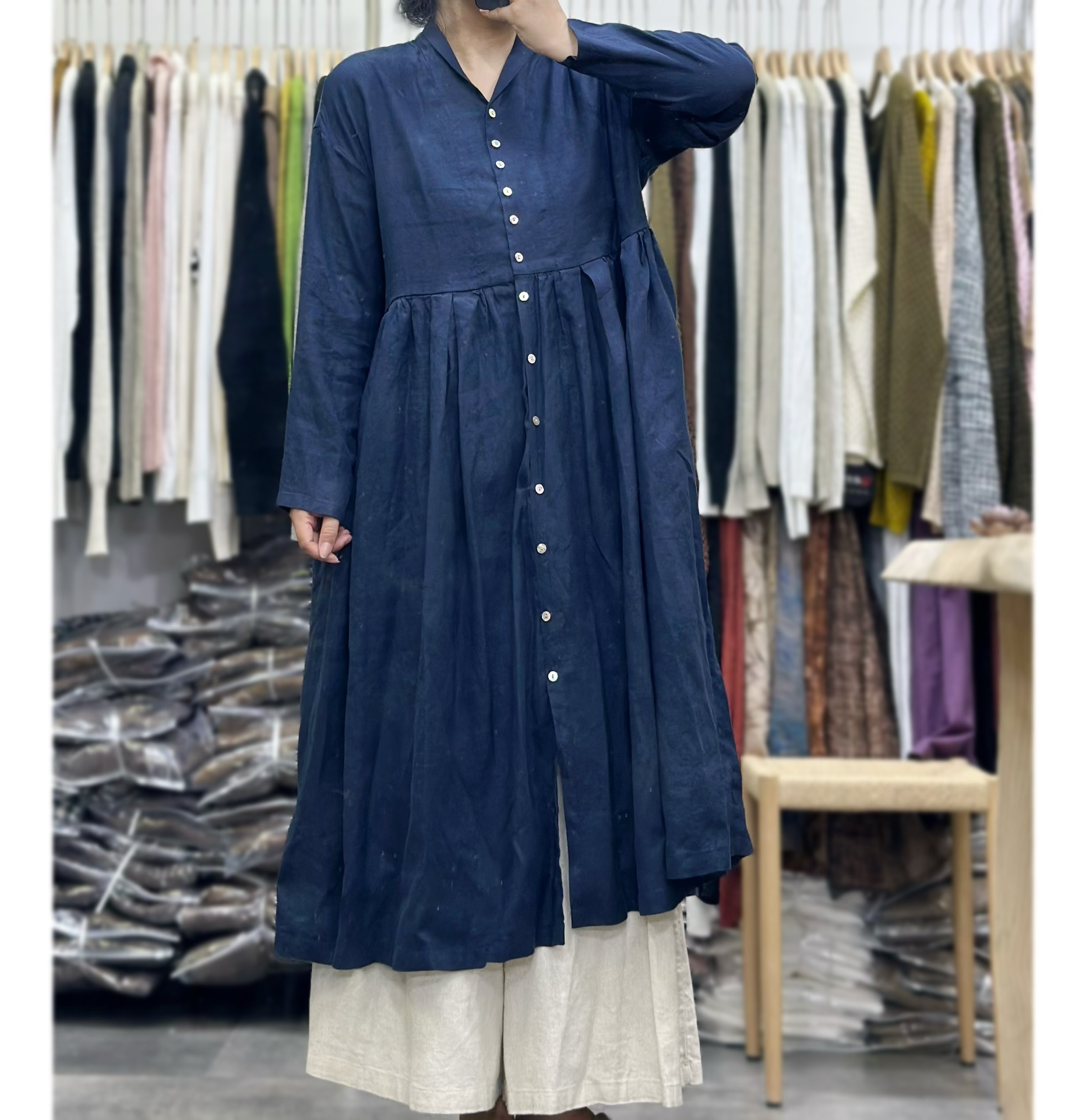 린넨원피스 롱 셔츠원피스 루즈핏