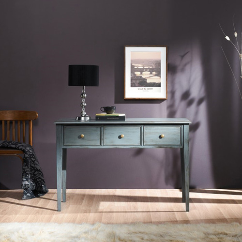 피어스3 원목 엔틱 미니 슬림 폭좁은 콘솔 테이블 화장대 거실 현관 복도 그레이