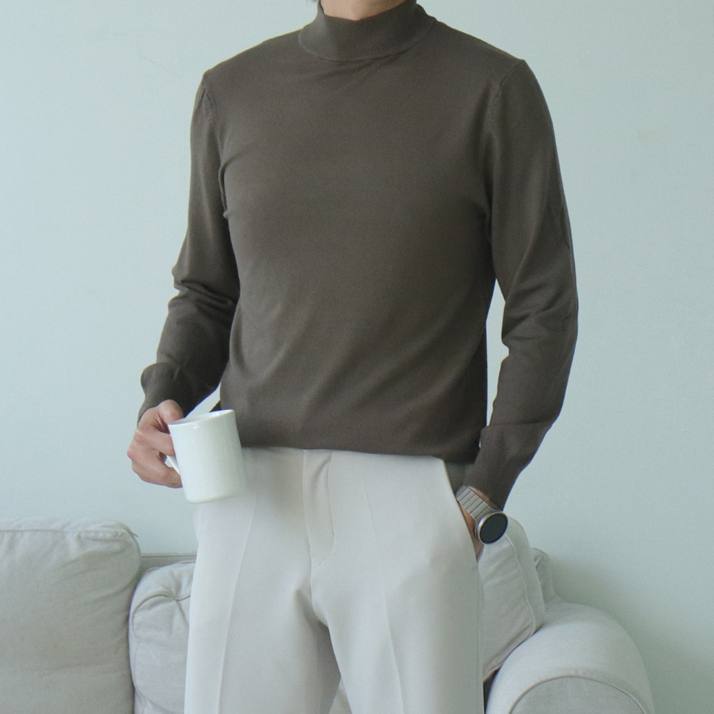 남자니트 남자목폴라 모크넥 캐시미어 니트 이미지 2