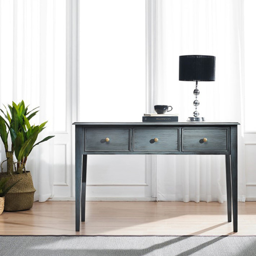 피어스3 원목 엔틱 미니 슬림 폭좁은 콘솔 테이블 화장대 거실 현관 복도 그레이