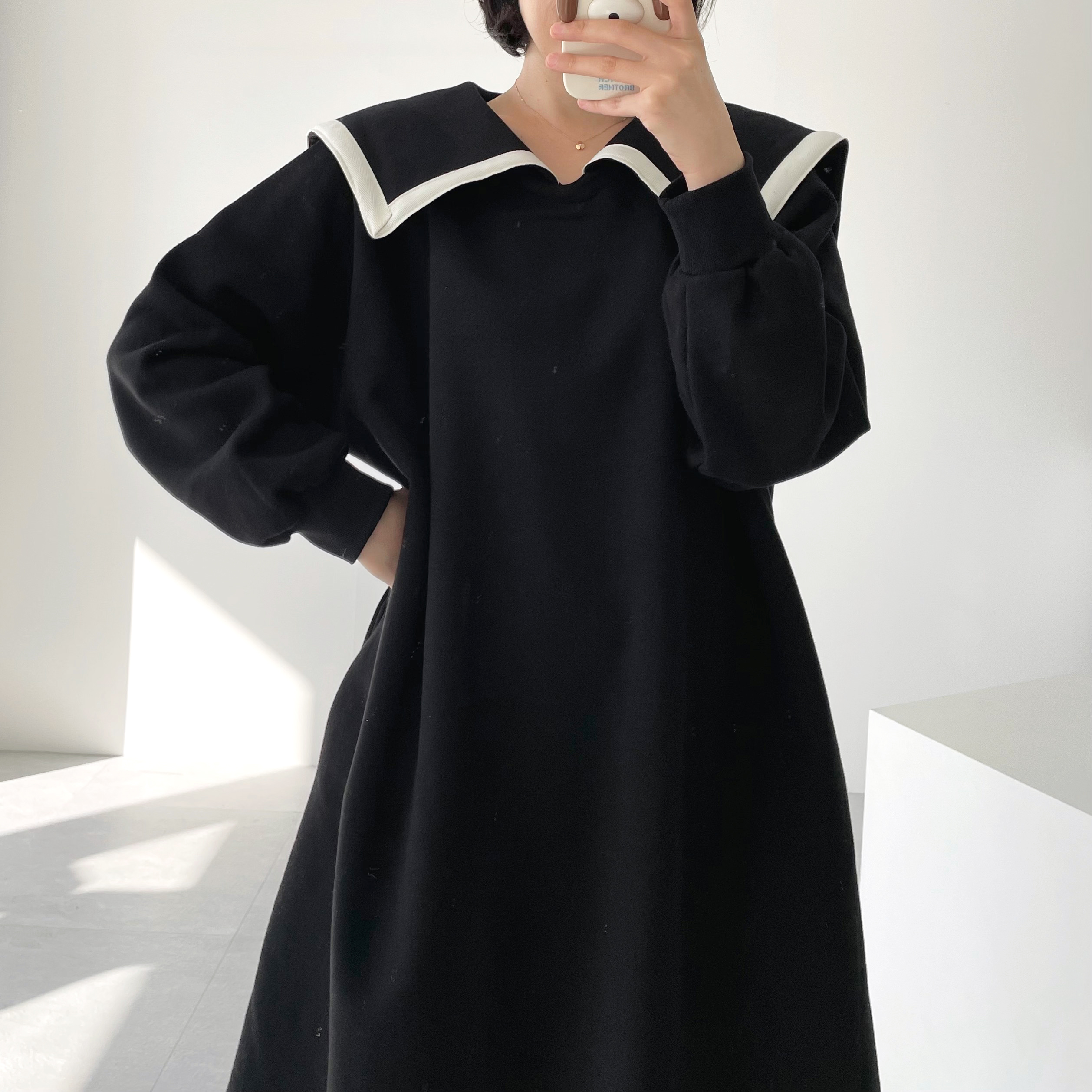 기모롱원피스 77사이즈원피스 세라원피스 겨울 이미지 4