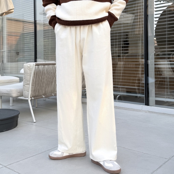 1+1 남자 웬들 봄 가을 면 치노 밴딩 와이드 팬츠 - 상세 이미지 4