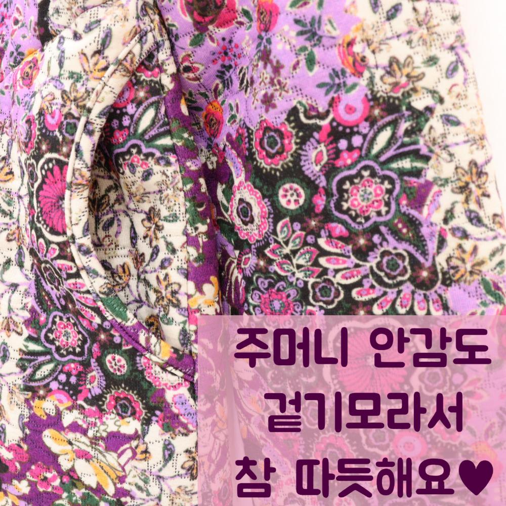 할머니점퍼 꽃누빔잠바 보라색 누빔패딩코트 단추 요양원옷 70대80대90대 어르신옷생신선물 이미지 4