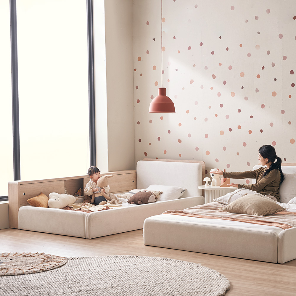 장인가구 하랑 E0 슬림헤드 패브릭 저상형 어린이 키즈 데이베드 낮은 아기침대 SS 기본