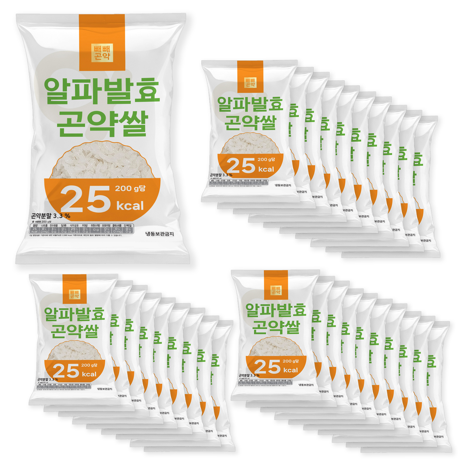 100g당 12.5kcal 빼빼곤약 알파발효곤약쌀 200g, 30개 - 상품 이미지