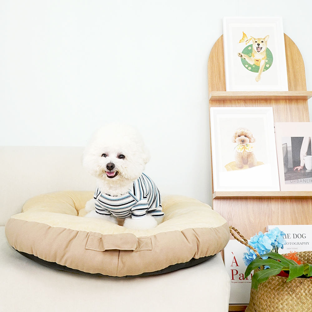 개과천선 빠네 강아지 쿠션 애견 침대 방석 극세사 꿀잠 고양이 사계절 일체형 손잡이 마약 - 상품 이미지