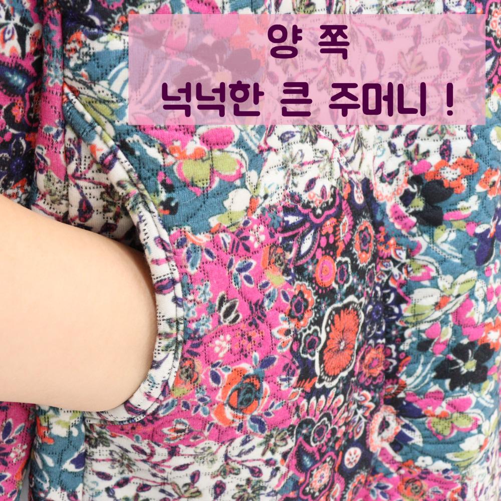 할머니점퍼 꽃누빔잠바 핑크색 누빔패딩코트 단추 요양원옷 70대80대90대 어르신옷생신선물 이미지 3