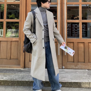 (남녀공용) 프리미엄 데일리 루즈 울 싱글코트 / 겨울 깔끔 베이직 롱코... 착용 후기 | 사이즈/핏 총정리 - 상품 이미지 1
