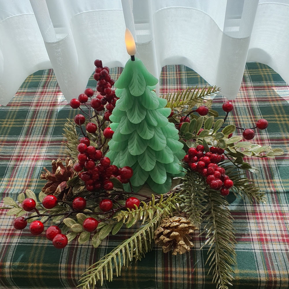 레이스 자수 테이블매트 크리스마스 체크 테이블보 디퓨저 소품 캔들 받침대