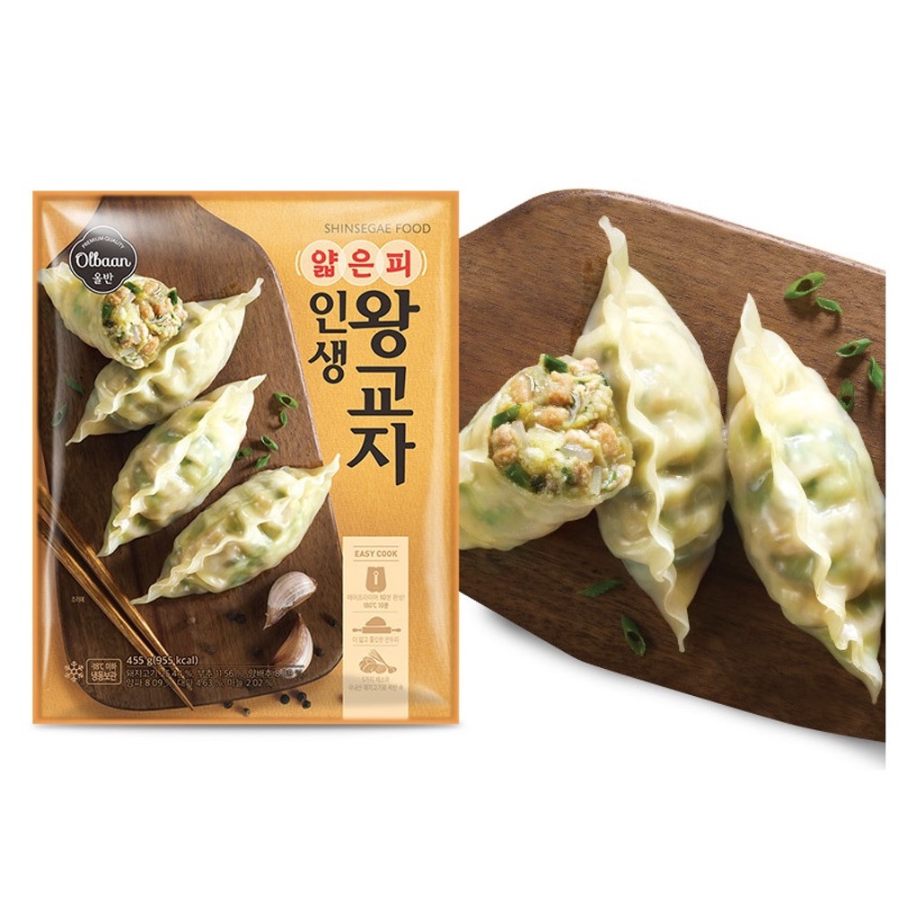 신세계푸드 올반 얇은피 인생 왕교자 455g 3+3 (총 6개) 만두 간식 야식 안주