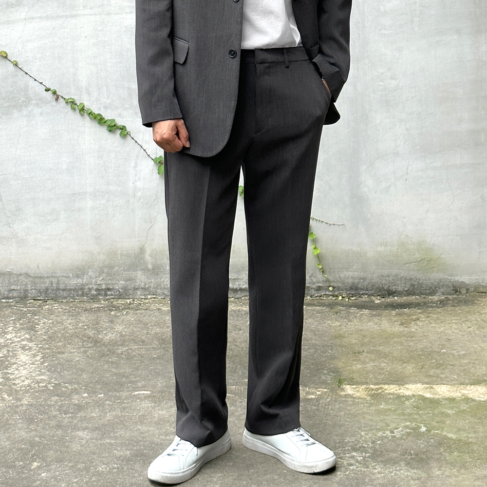 남자세미와이드슬랙스 밴딩 편한 정장바지 이미지 2