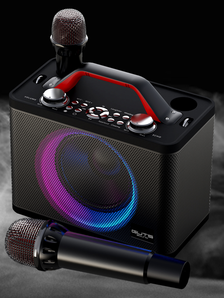 가츠 웨이브 프로 RGB 휴대용 노래방 블루투스 스피커 고음질 마이크 2개제공