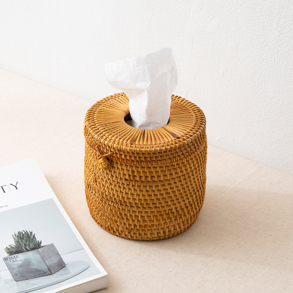 라탄 두루마리 롤 휴지케이스 미니 각티슈케이스 집들이선물 원형 커버