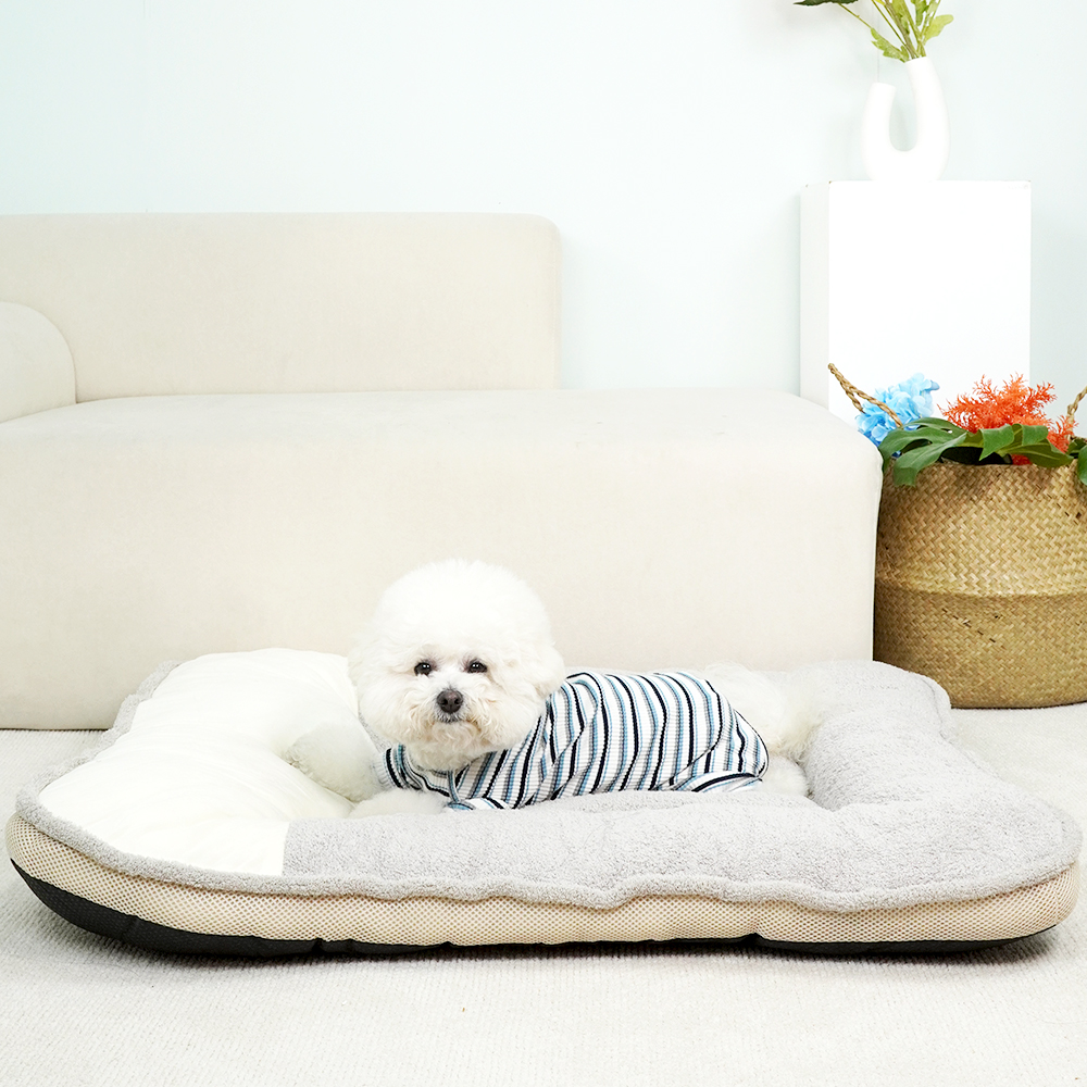 개과천선 울 메쉬 강아지 사각 방석 애견 쿠션 극세사 꿀잠 고양이 일체형 그레이 특대형 - 상품 이미지