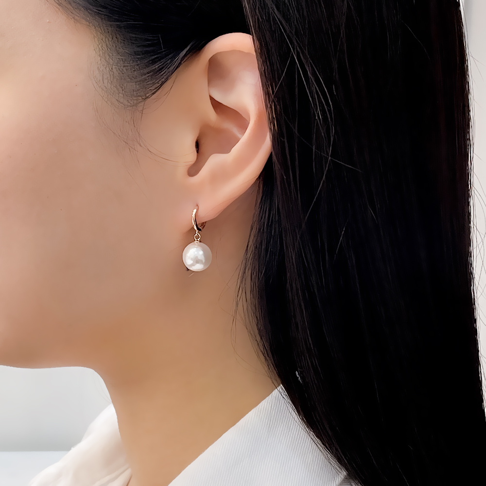 14k 10mm 스왈진주 원터치 귀걸이 OPPE0182 이미지 4