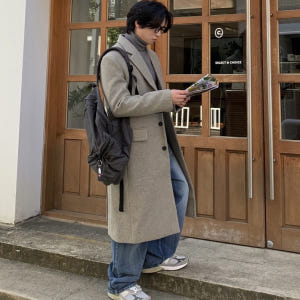 (남녀공용) 프리미엄 데일리 루즈 울 싱글코트 / 겨울 깔끔 베이직 롱코... 착용 후기 | 사이즈/핏 총정리 - 상품 이미지 2