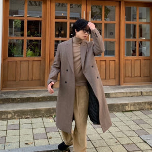 (남녀공용) 프리미엄 클래식 더블 롱 코트 / 겨울 오버 루즈 울 코트 착용 후기 | 사이즈/핏 총정리 - 상품 이미지 3