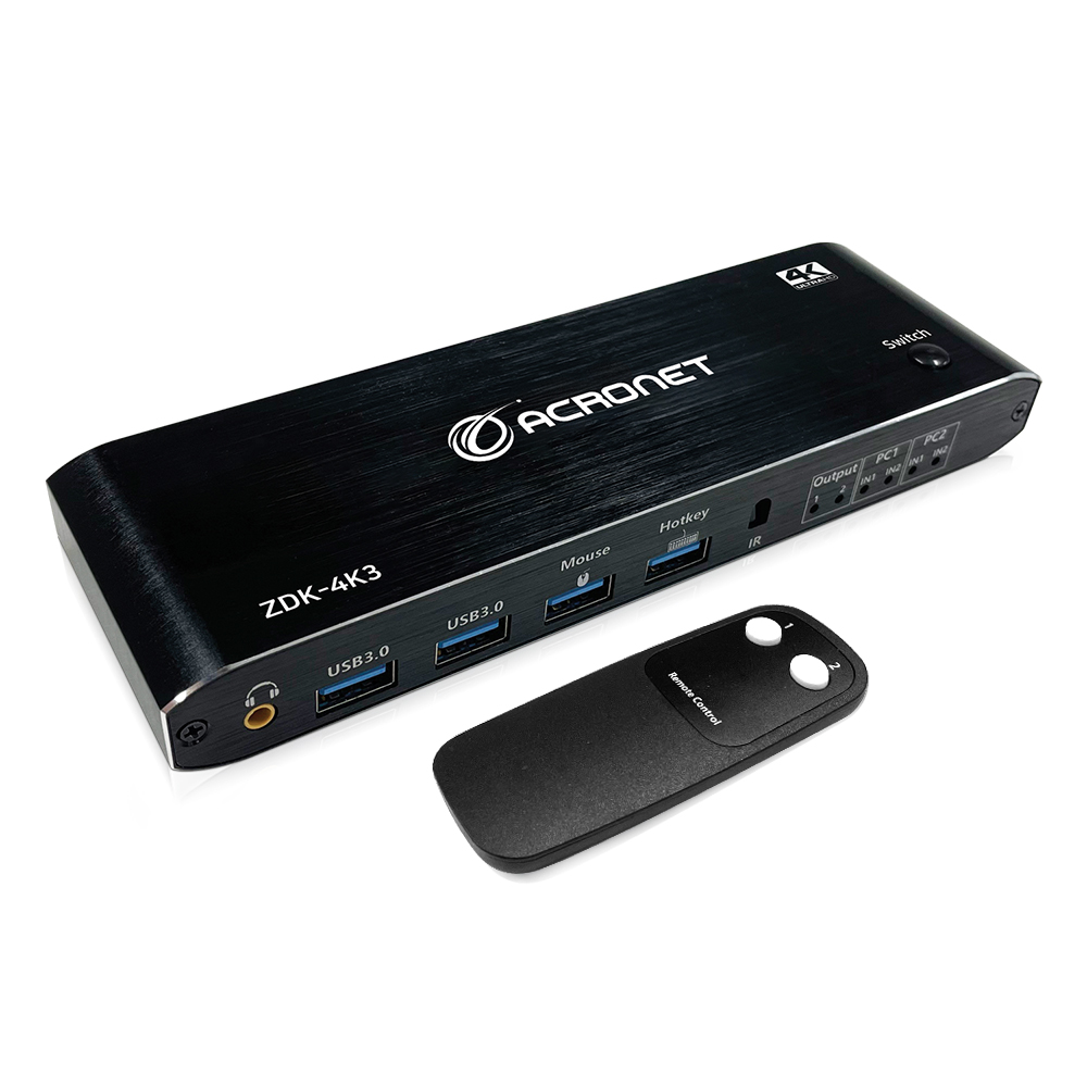 아크로넷 ZDK-4K3 2:1 듀얼 모니터 HDMI KVM스위치 - 메인 이미지
