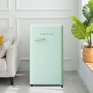 쿠잉 레트로 미니냉장고 REF-90CN 민트 소형 원룸 사무실 원도어 작... 개봉기 | 실사용 후기 - 상품 이미지 1