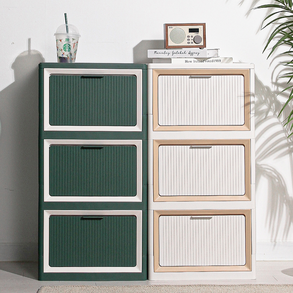 플라스틱수납함 모듈 리빙박스 옷 소품 정리함 폴드 수납함 400 3단