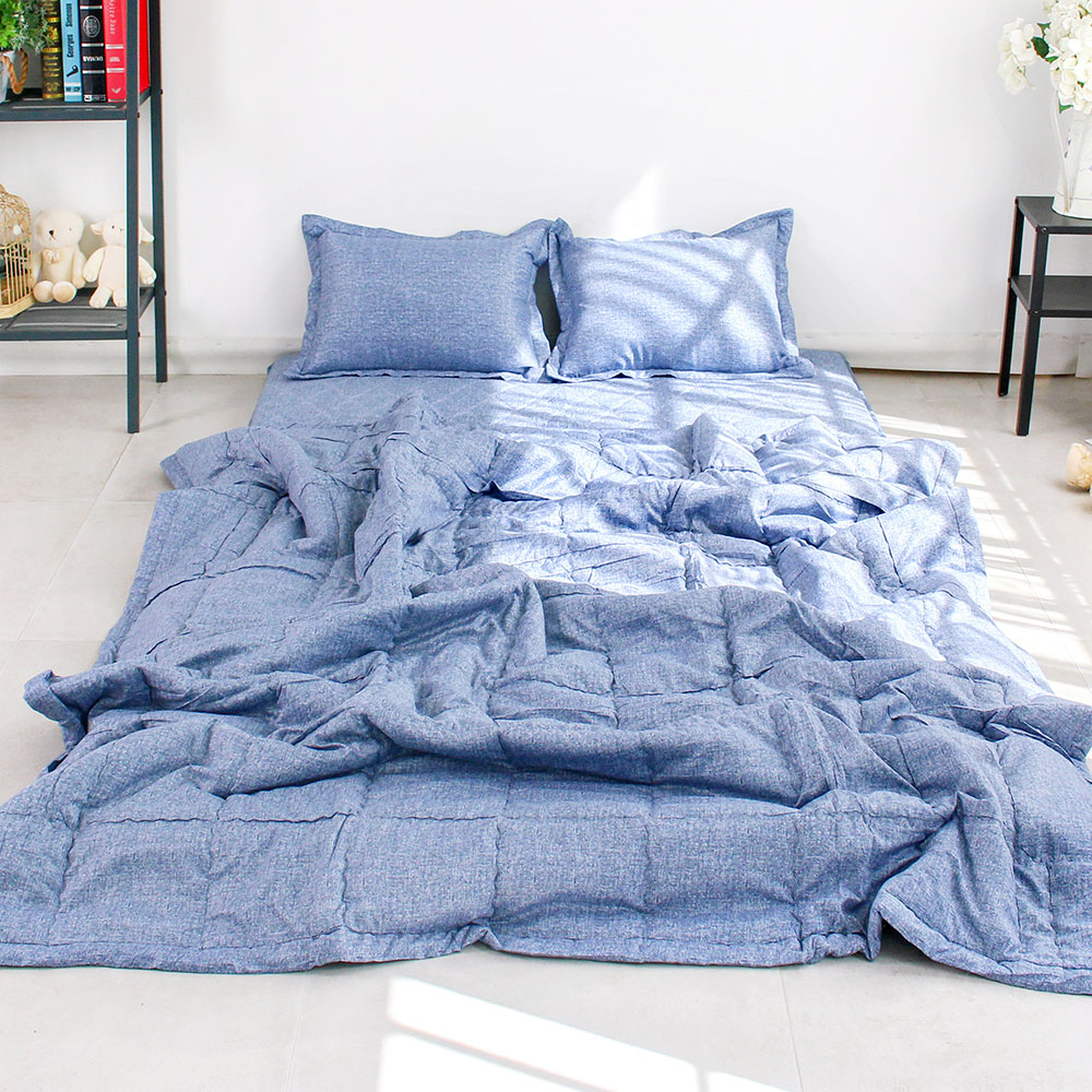 아르떼베딩 요차렵세트 손님용/기숙사용/펜션용 사계절 요 침구 풀세트 로이 그레이 싱글