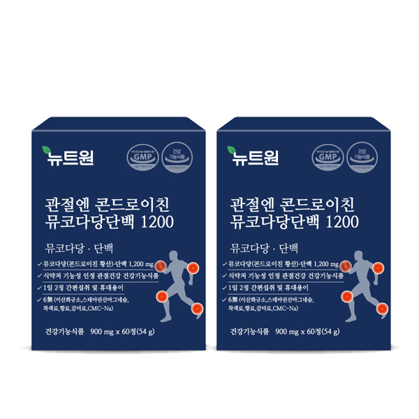관절엔 콘드로이친 1200 뮤코다당단백 뉴트원 관절 연골 60정, 2개