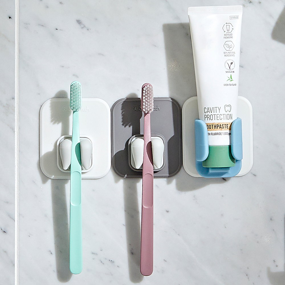 실리바스 실리콘 칫솔꽂이 1p 흡착식 칫솔걸이 칫솔 치약 면도기 거치대