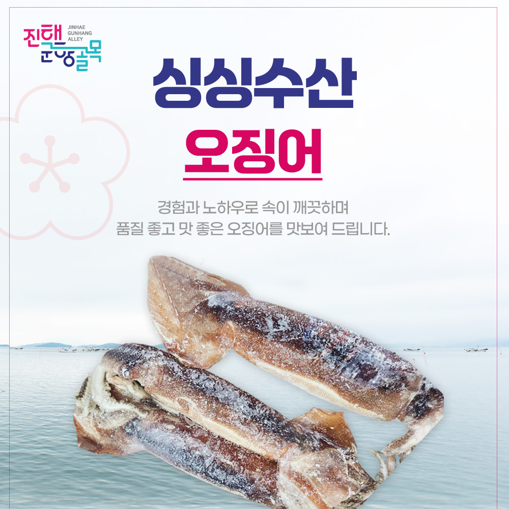 오징어 3마리 마리당 200g 국거리 볶음 - 메인 이미지