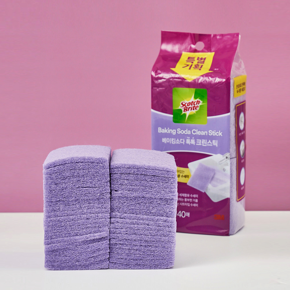 3M 스카치브라이트 욕실청소용 베이킹소다 크린스틱 시트타입 소형 80매(40매x2개)