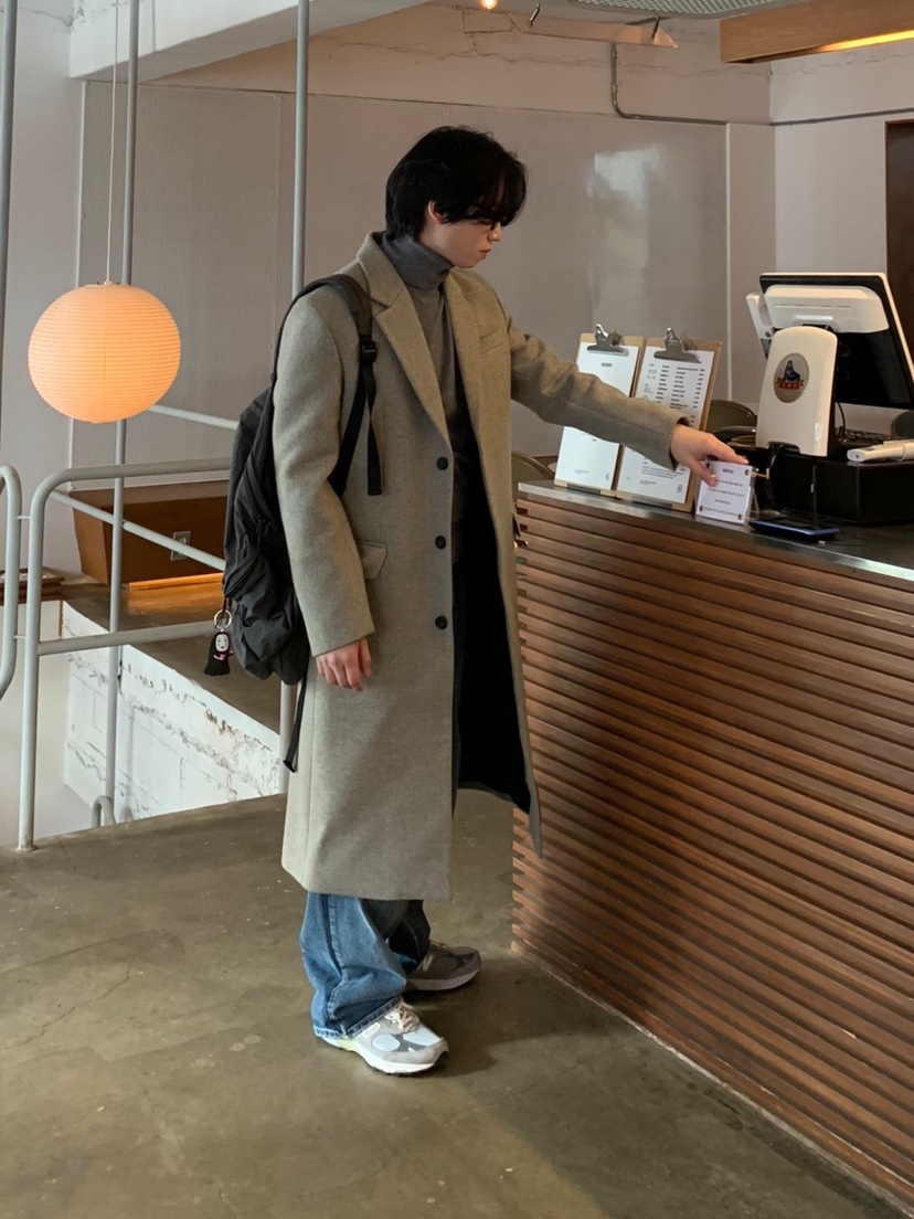 (남녀공용) 프리미엄 데일리 루즈 울 싱글코트 / 겨울 깔끔 베이직 롱코트 이미지 4